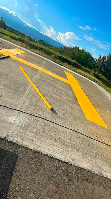 demarcación zona autorizada H en helipuertos