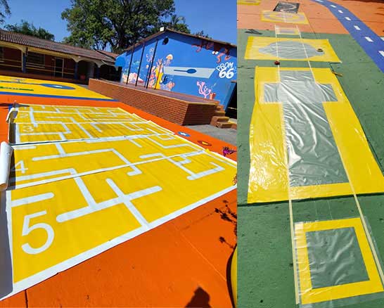 demarcacion con plantillas pintura antideslisante